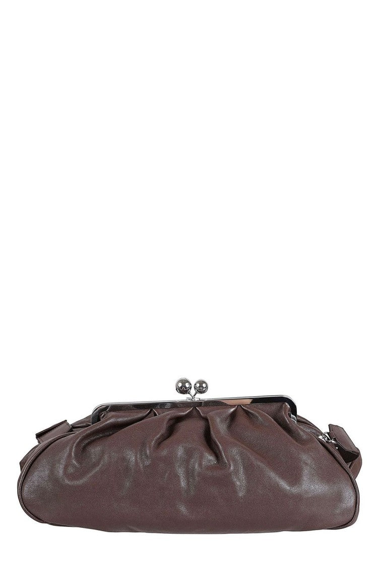 Max Mara Structured Sheepskin Leather Handbag With Top Handle