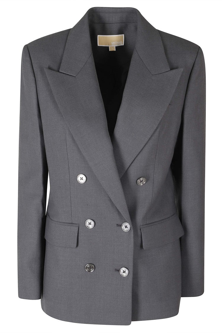 Michael Michael Kors Charcoal Double-Breasted Wool Flannel Blazer