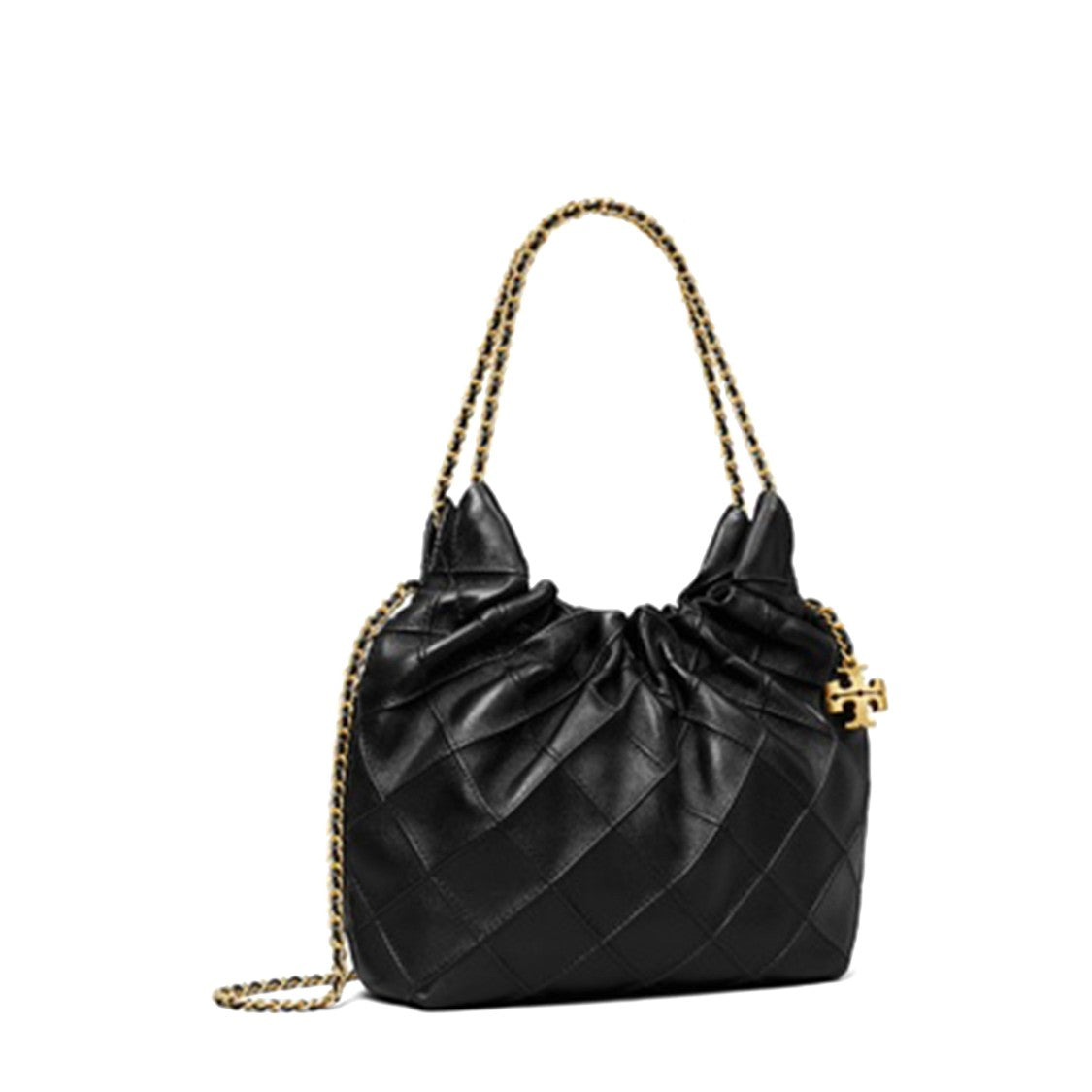 Tory Burch Quilted Black Lamb Leather Fleming Hobo