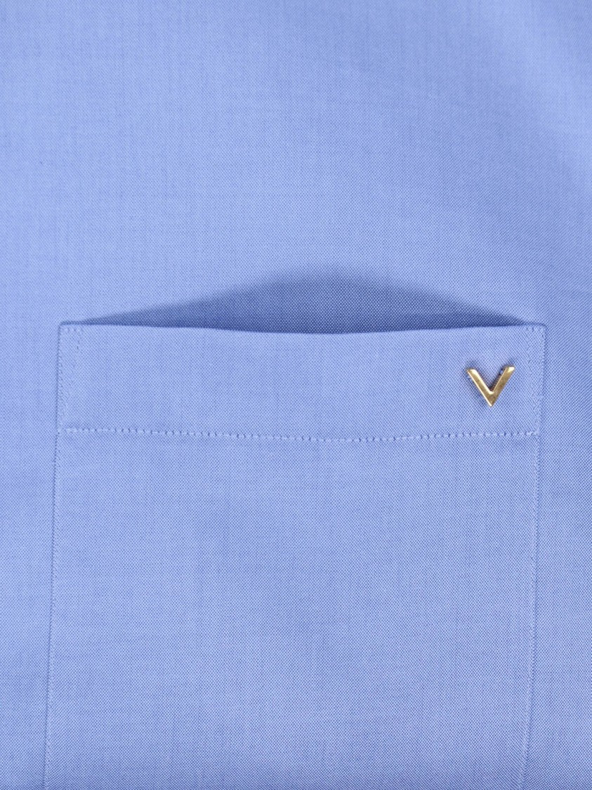 Valentino Blue Vgold Tailored Cotton Shirt