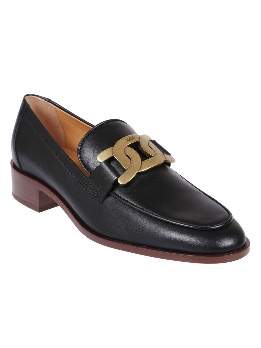 Tod's Leather Loafers With Gold-Tone Buckle