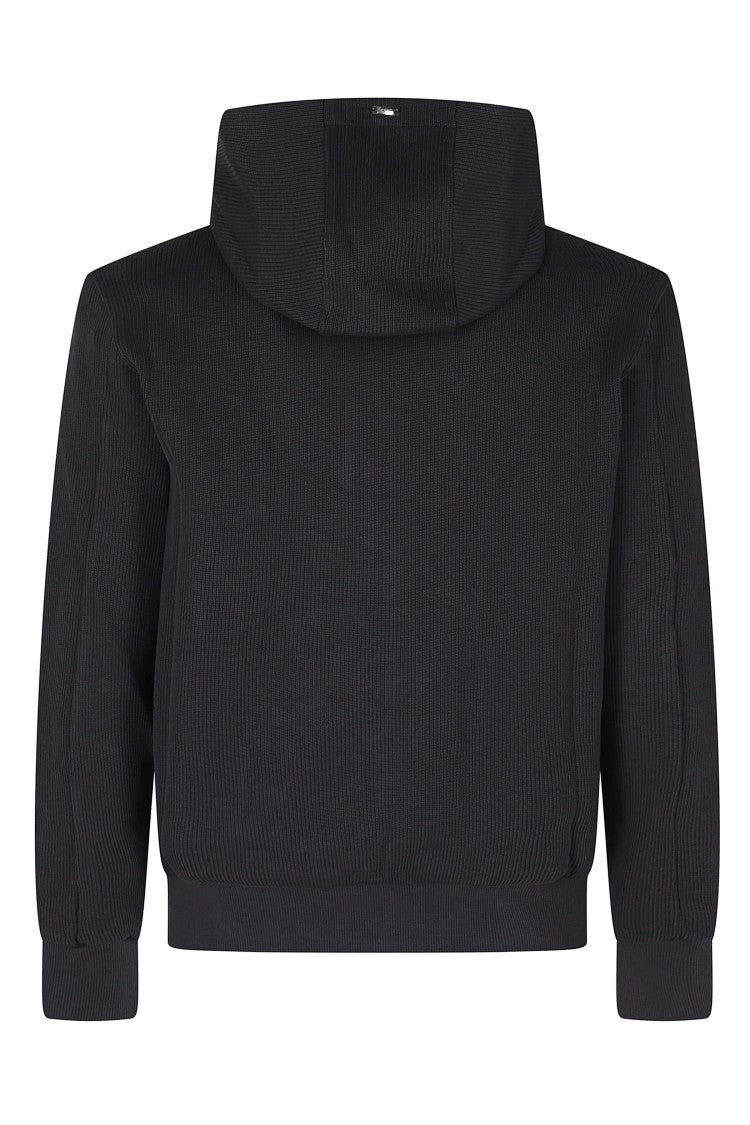 Herno Blue Hooded Sweatshirt-Style Cotton Jacket