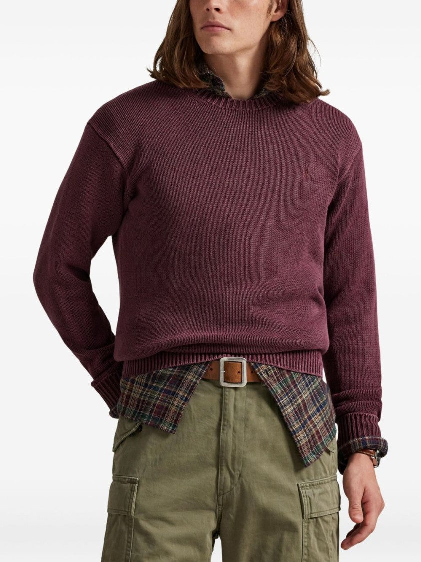 Polo Ralph Lauren Relaxed Fit Burgundy Crew Neck Sweater