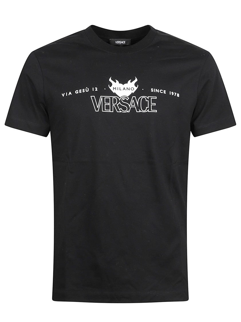 Versace Cotton Jersey Slim-Fit T-Shirt With Versace Logo Print