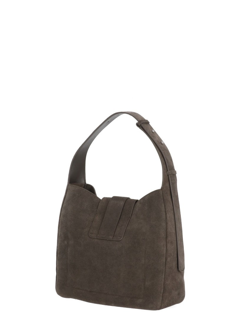 Hogan Brown Suede Shoulder Bag With Adjustable Strap