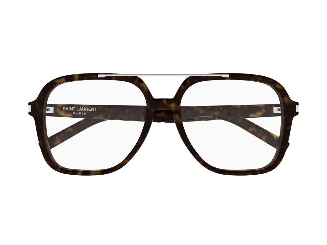 Saint Laurent Sl 545 Opt Metallic Tortoiseshell Oversized Square Eyeglasses