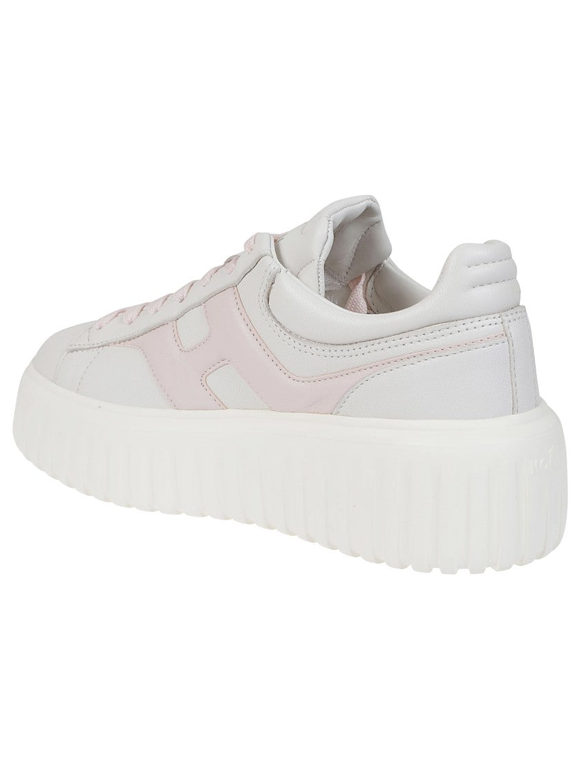 Hogan H645 Leather Sneakers With Platform Sole