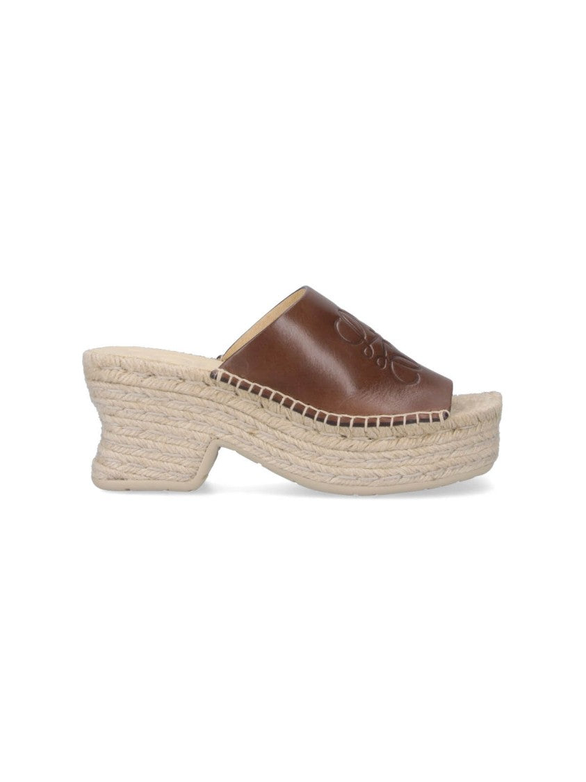 Loewe X Paula's Ibiza "Anagram" Wedges In Brown Calfskin