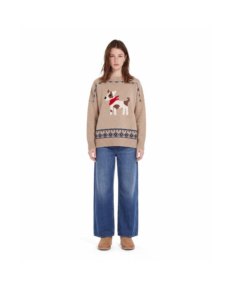 Max Mara Sabbia Pavidi Jacquard Dog Wool-Blend Sweater