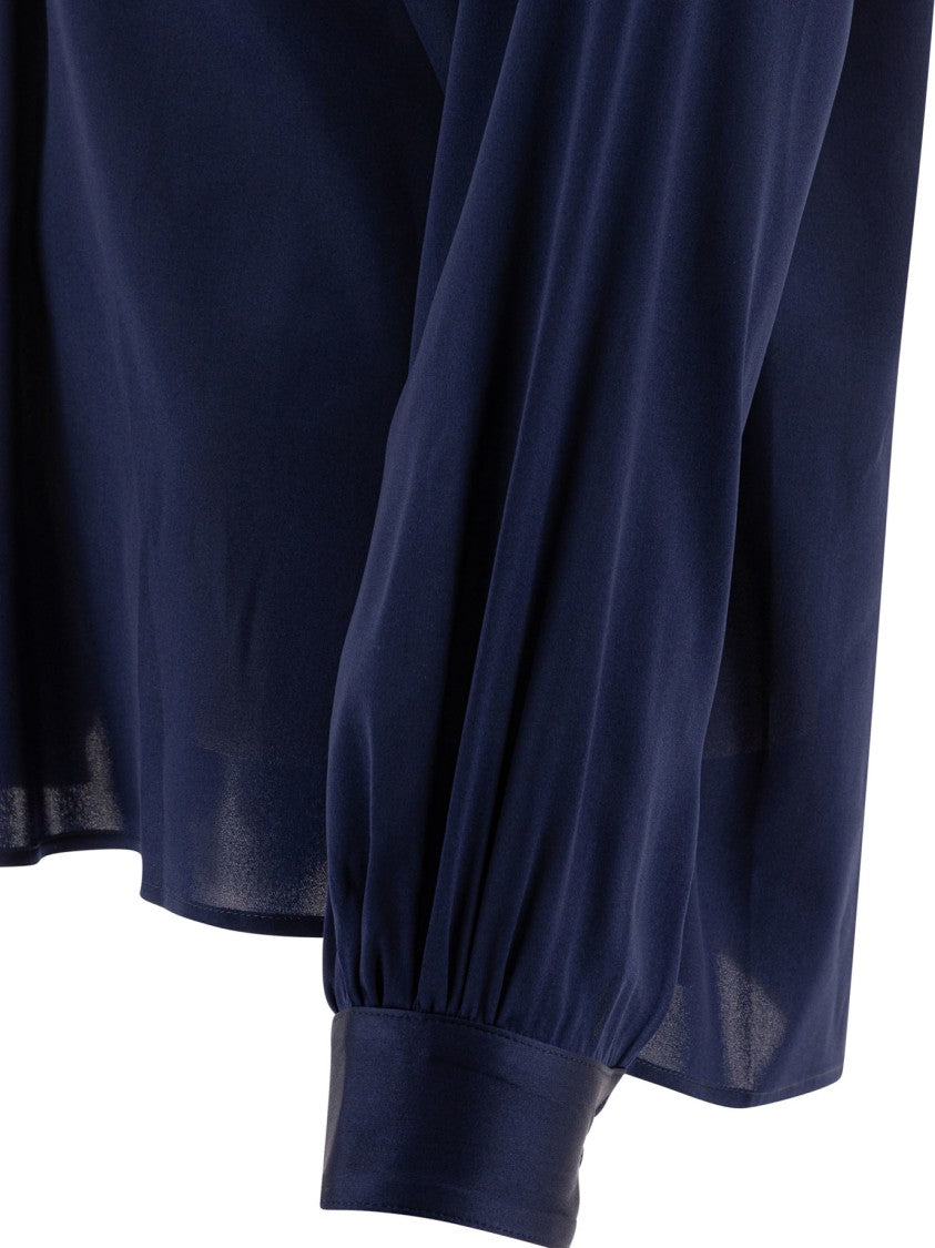 F.It Silk Blend Blouse With V-Neckline