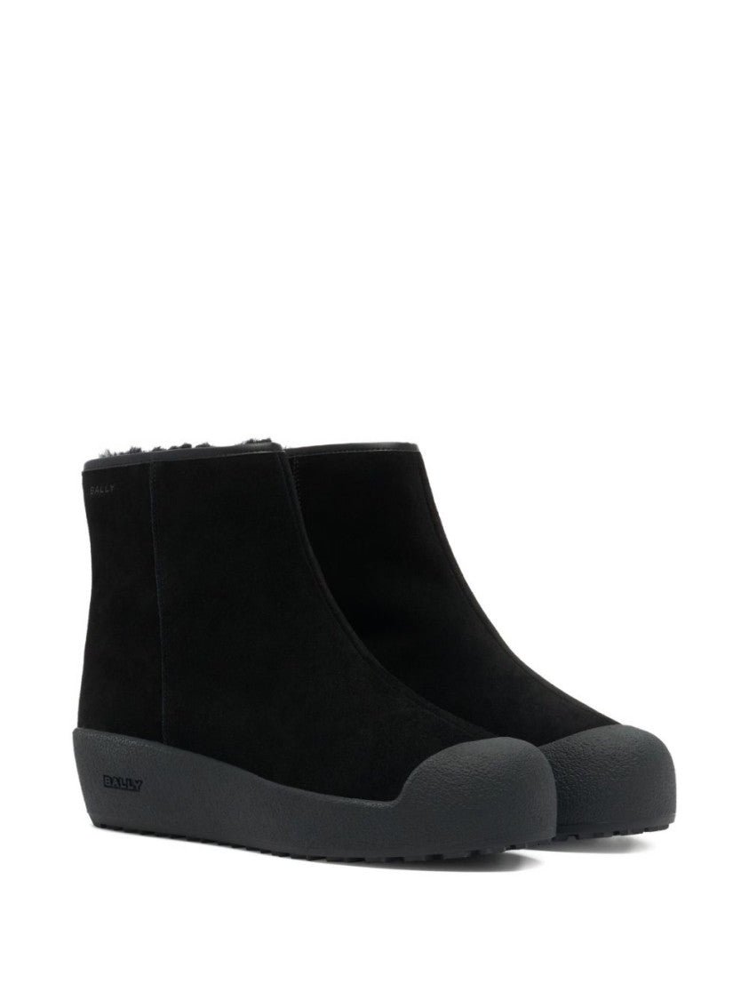 Bally Ankle-Height Black Suede Boots With Platform Sole