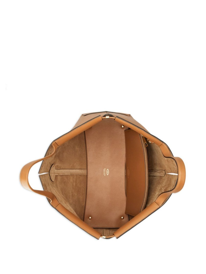 Tod's Brown Smooth Leather Slit Design Tote