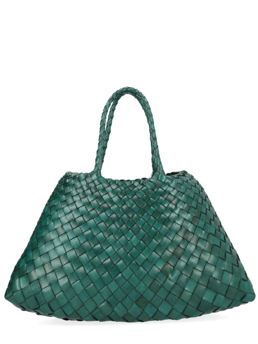 Dragon Diffusion Green Santa Croce Woven Leather Handbag