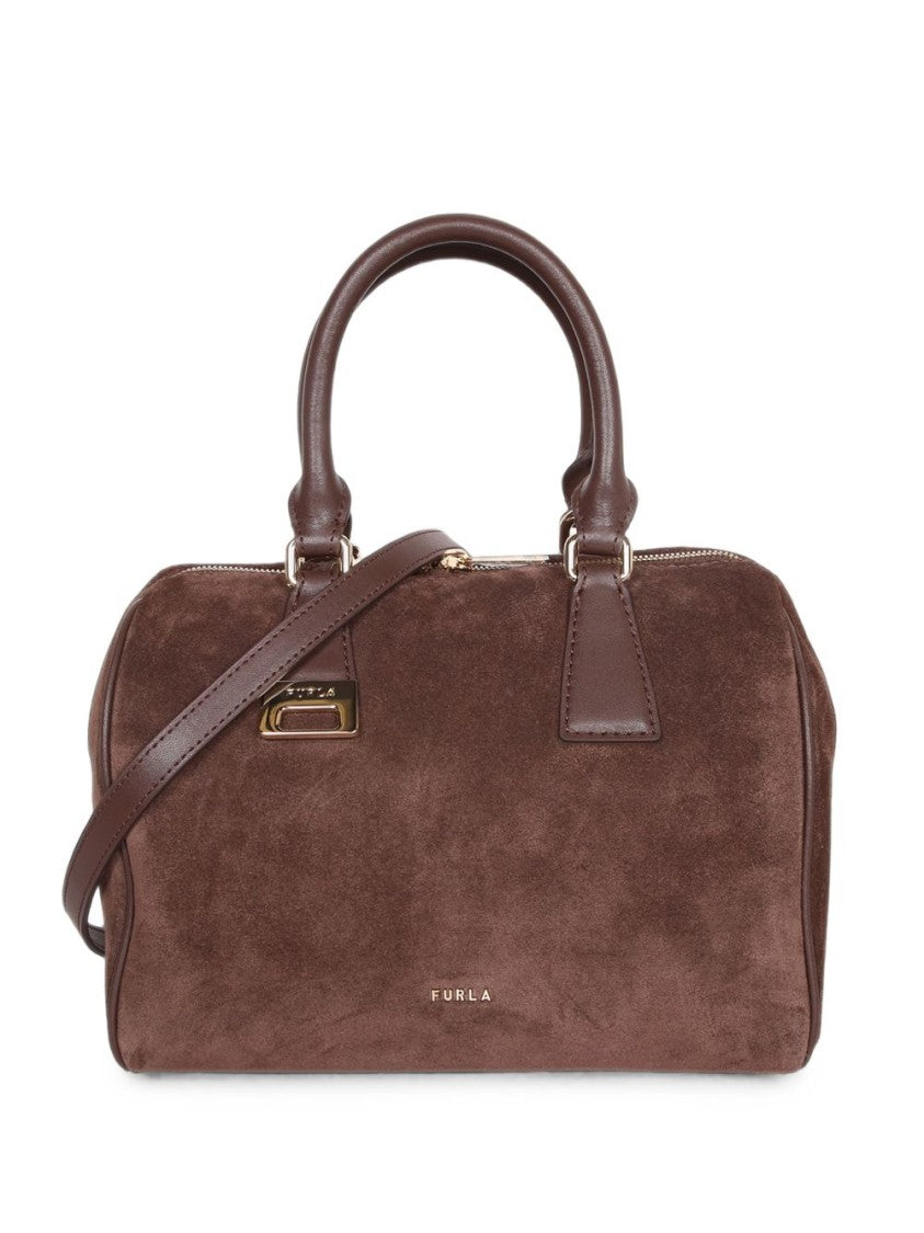 Furla Structured Suede Leather Accents Tote Bag