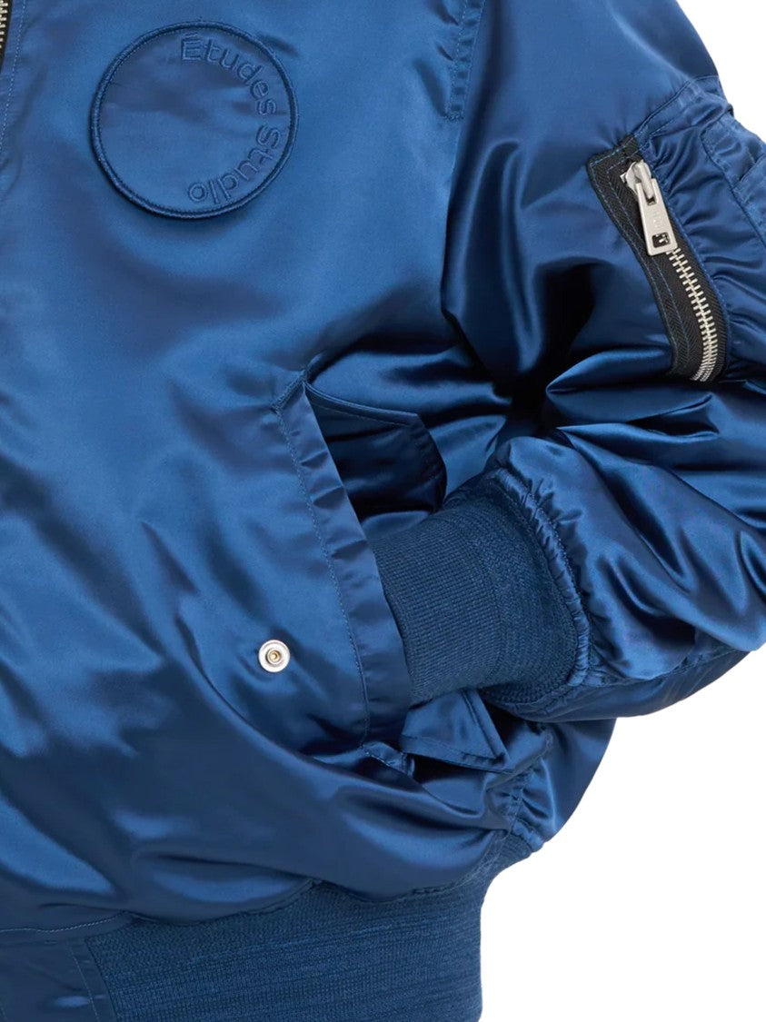 Études Oversized Blue Nylon Bomber Jacket