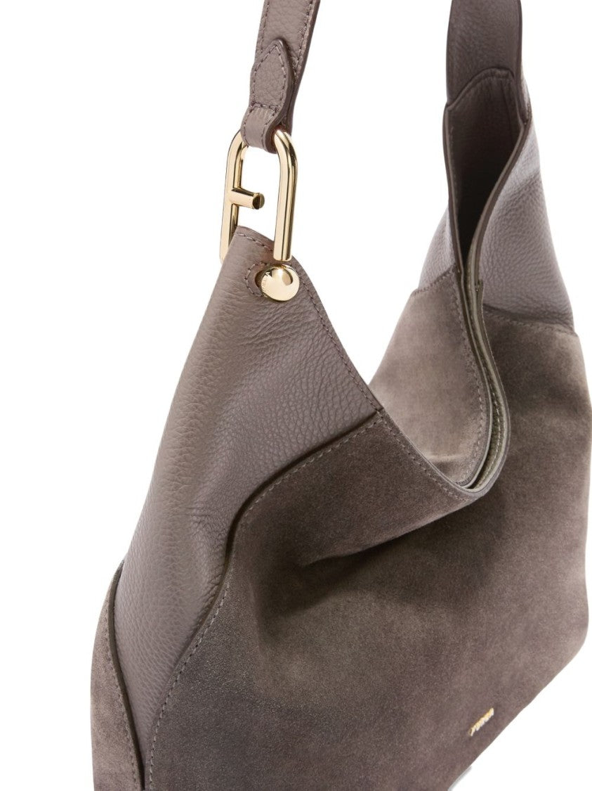 Furla Slouchy Leather Suede Shoulder Bag