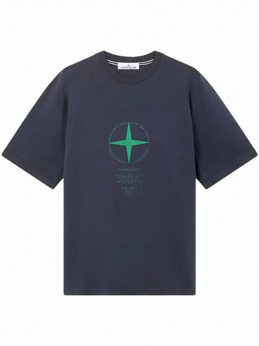 Stone Island Relaxed Fit Short-Sleeve T-Shirt With Central Compass Emblem