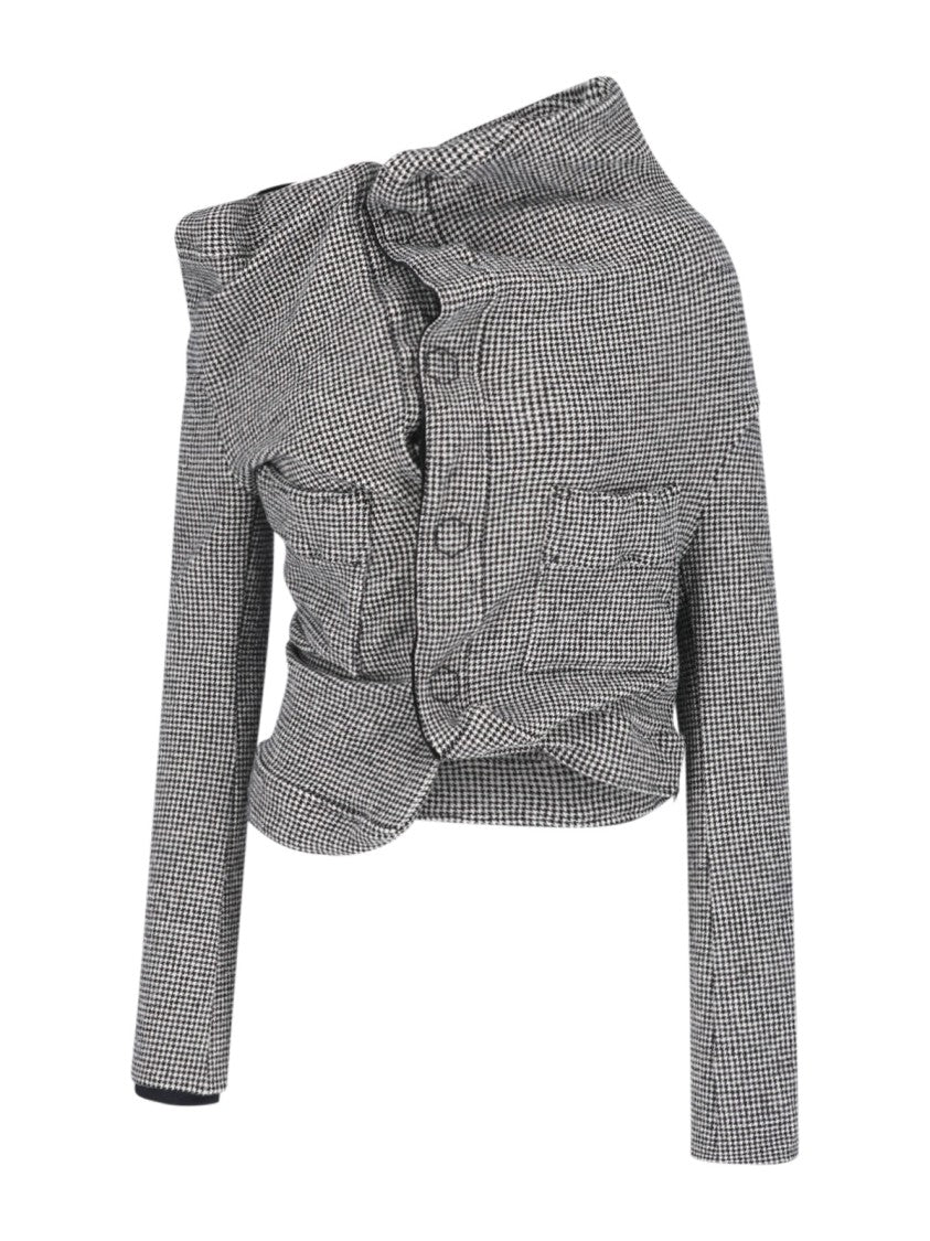 Junya Watanabe Grey Asymmetrical Wide Collar Wool-Blend Jacket