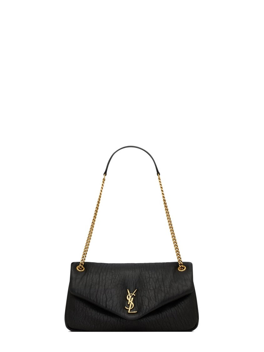 Saint Laurent Textured Lamb Leather Handbag With Dual Gold-Tone Chain