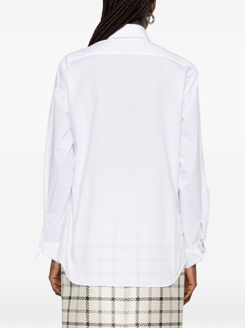 Moschino White Bow Detail Point Collar Top