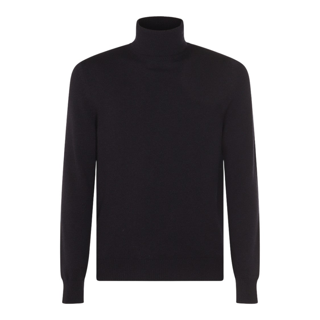Malo Finely Ribbed Black Turtleneck Sweater