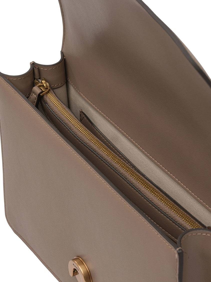 Pinko Beige Crossbody Bag With Gold-Tone Clasp