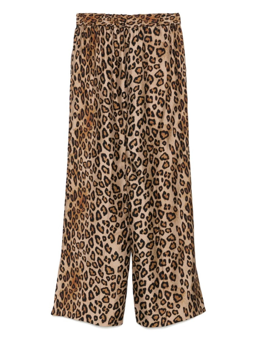 Alberto Biani Leopard Print Wide-Leg Trousers With Relaxed Fit