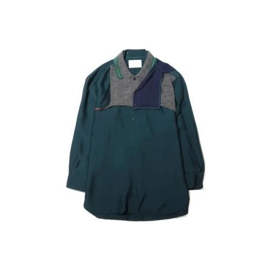 Kolor Long-Sleeve Shirt With Textured Fabric Patches