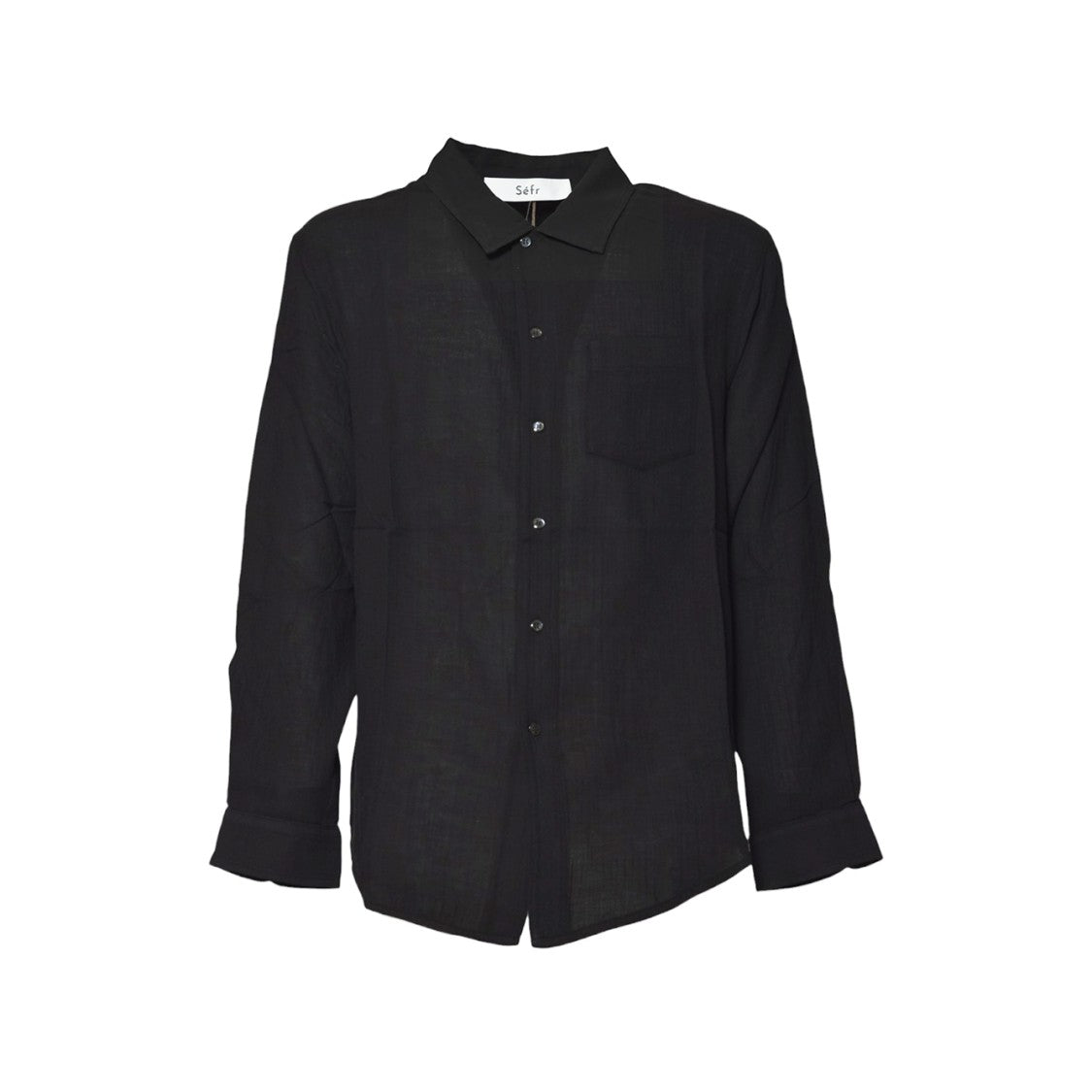 Séfr Leo Shirt In Black Cotton Voile