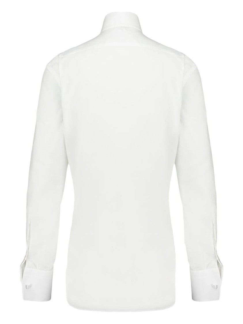 Tom Ford White Cotton Voile Shirt With Pique Plastron