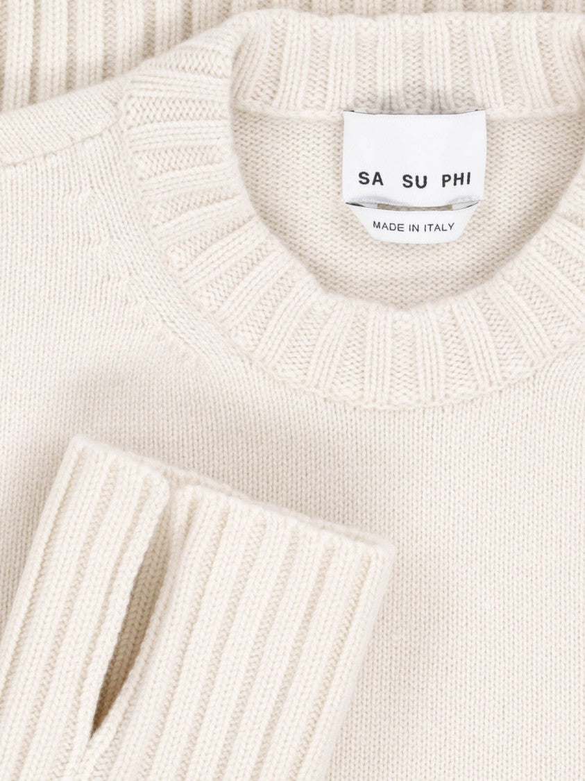 Sa Su Phi Cream Crewneck Cashmere Sweater