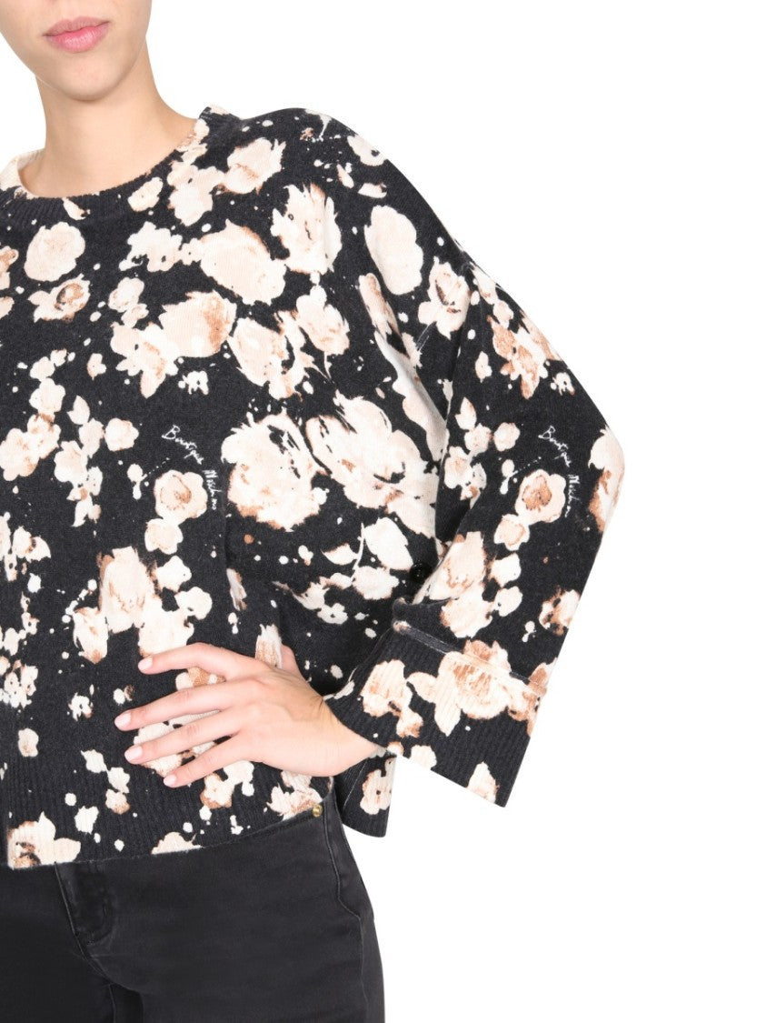 Boutique Moschino Relaxed Fit Floral Patterned Wool Mix Sweater
