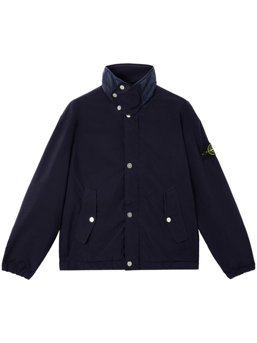 Stone Island Boxy Blue Jacket With Stand Collar