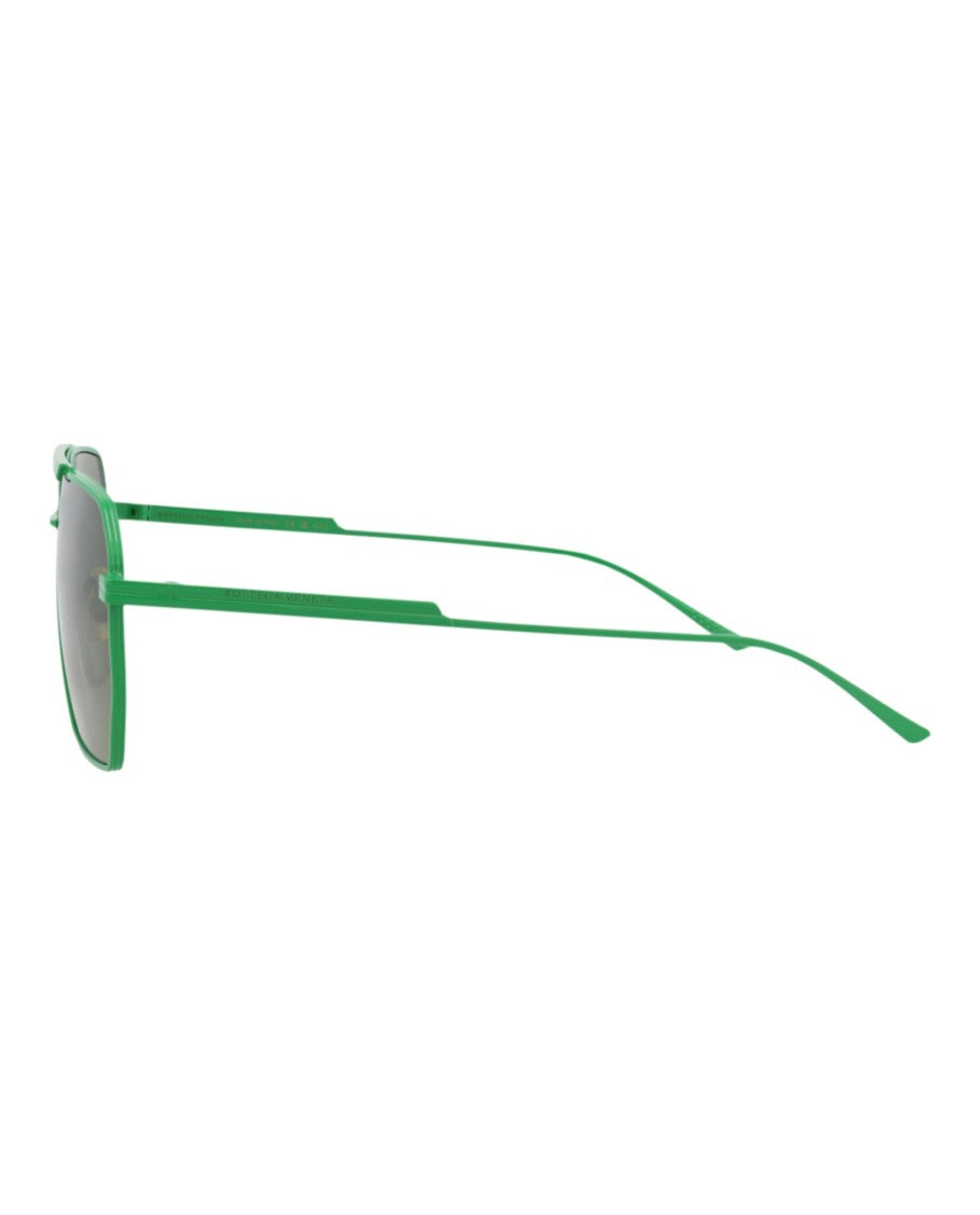 Bottega Veneta Aviator-Frame Metal Sunglasses With Geometric Design