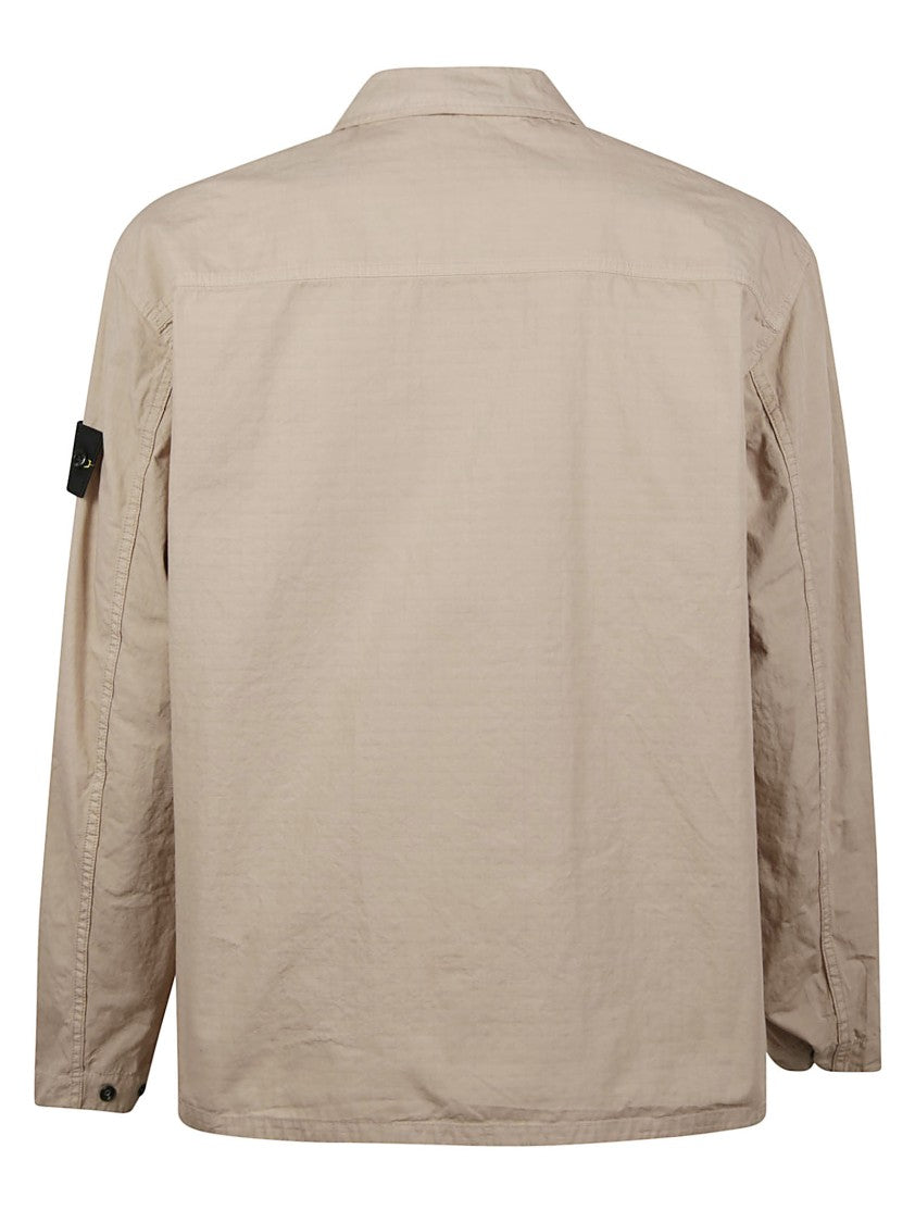 Stone Island Overshirt Zip Flap Pockets Cotton Jacket