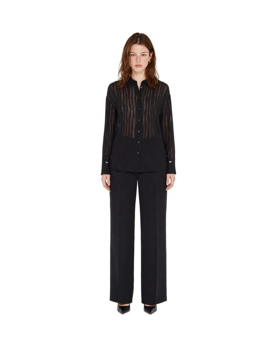 Patrizia Pepe Black Striped Devoré Blouse