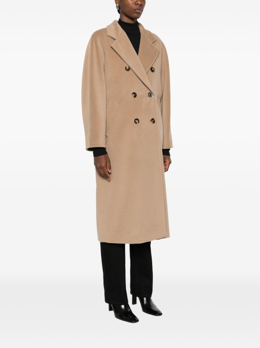 Max Mara Double-Breasted Silk And Nylon Coat With Belted Waist