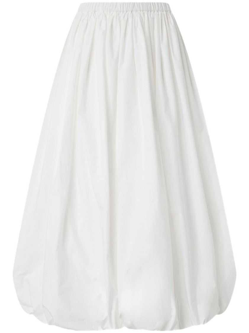 Pinko Voluminous White Cotton Skirt With Gathered Design