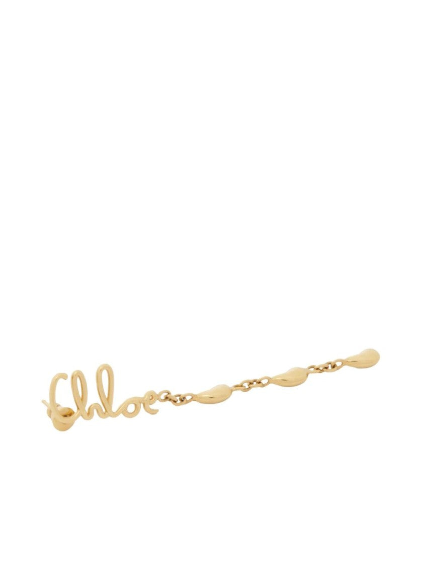 Chloé Vintage Gold Dangling Earrings With Spiral Design And Logo Engraving