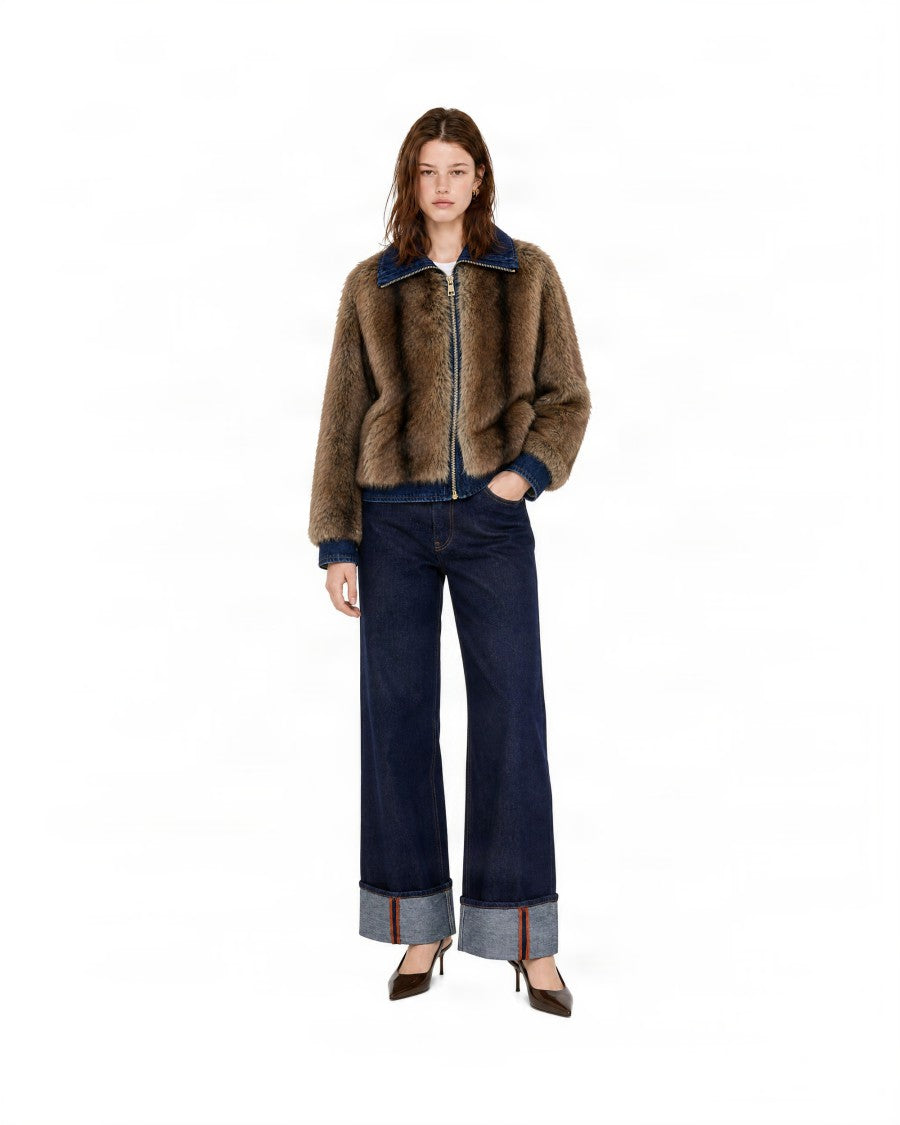 Liu Jo Denim Faux Fur Short Jacket