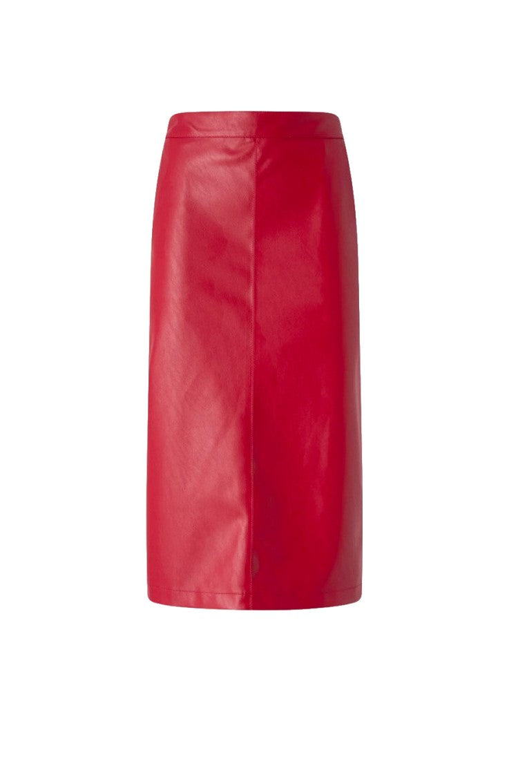 Pinko Red Polyester High-Shine Skirt