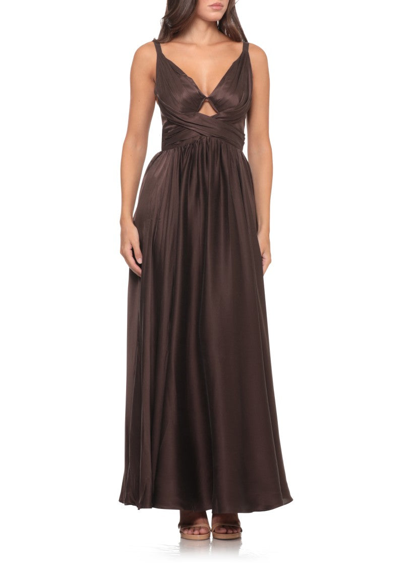 Zimmermann Brown Silk Bustier Dress With Flared Skirt And V-Neck