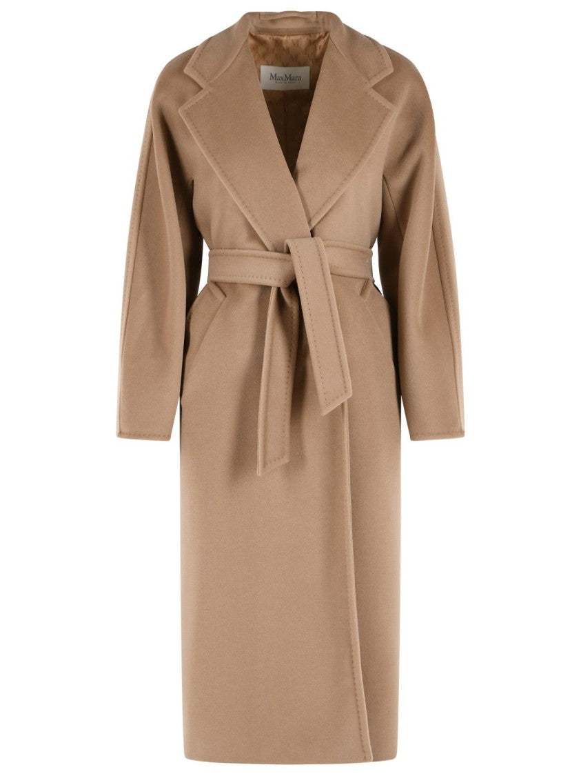 Max Mara Madame' Virgin Wool And Brown Cashmere Coat
