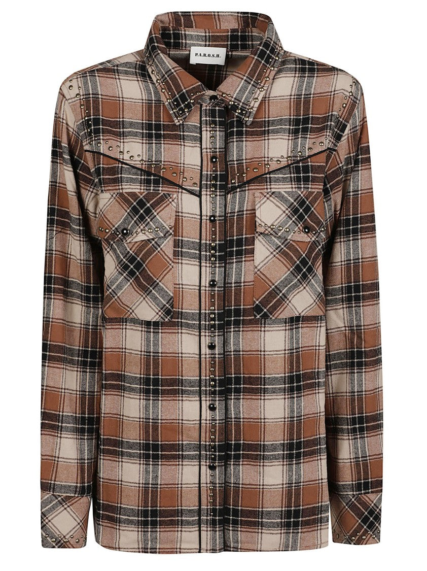 P.A.R.O.S.H. Plaid Cotton Cowboy Shirt With Stud Detailing
