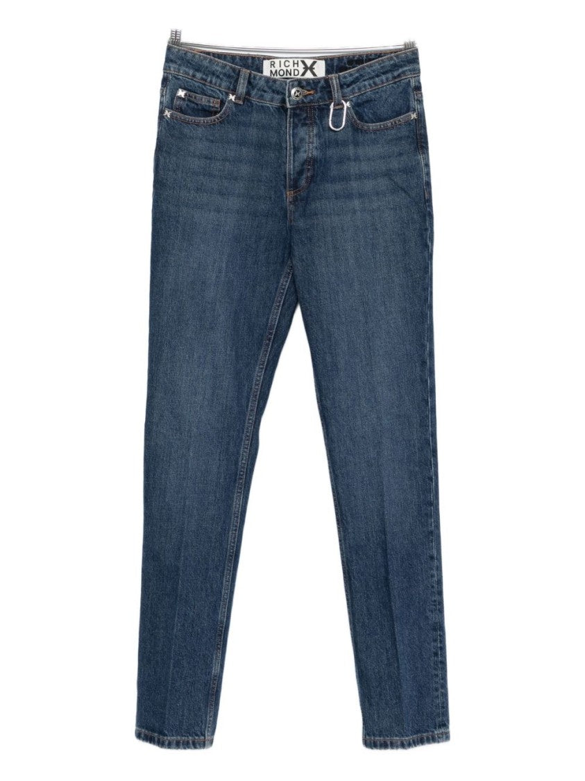 John Richmond Classic Straight-Fit Denim Jeans In Medium Blue Wash