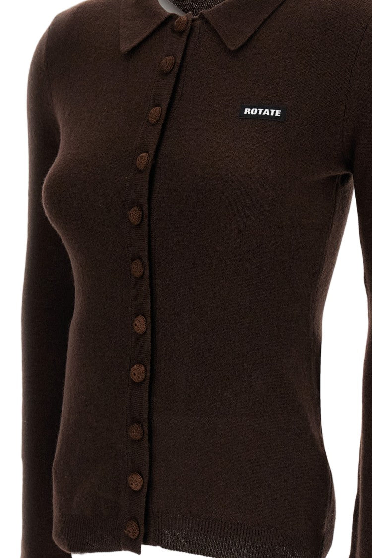 Rotate Knitted Wool-Cashmere Polo Sweater