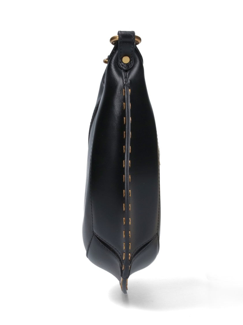 Isabel Marant Crescent-Shape Black Leather Shoulder Bag