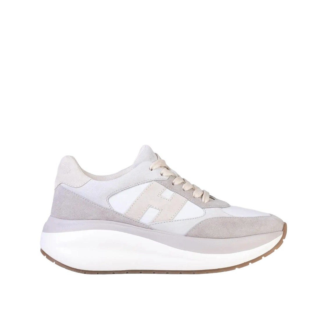 Hogan Lace-Up White Sneakers With Iconic 'H' Detail