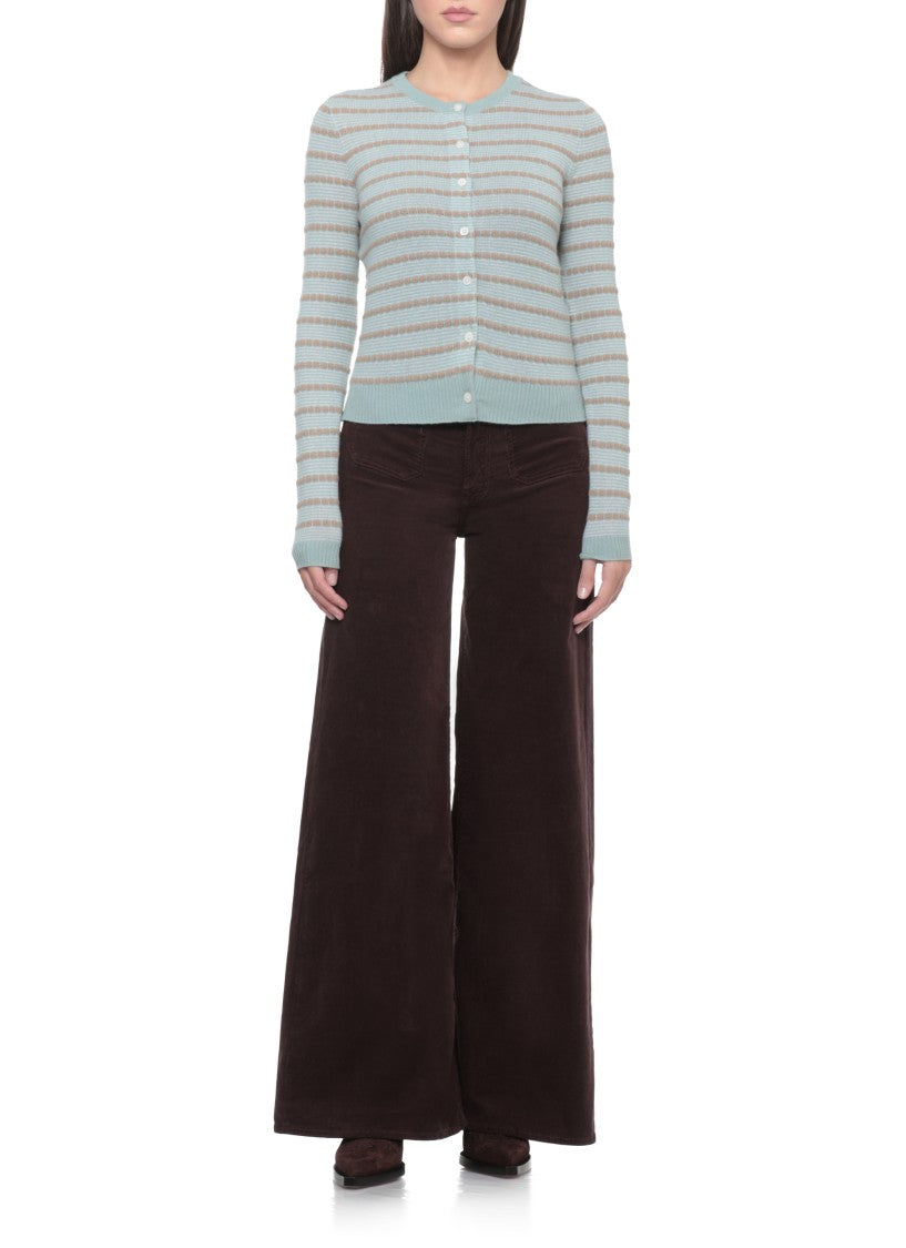 Mother High-Waisted Wide-Leg Corduroy Pants With Patch Pocket Design