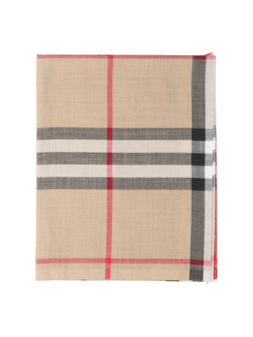 Burberry Beige Check Wool-Silk Scarf